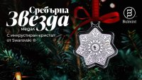 Сребърна звезда с кристал Swarovski за коледната елха