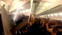 Кошмарни кадри: Boing повреди двигател и пукна гума, срутиха се панели на борда ВИДЕО