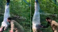 Наказание: Руски войник, увит в стреч фолио, виси с главата надолу (ВИДЕО 16+)