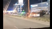 Кола се е обърнала по таван на Околовръстното в София ВИДЕО