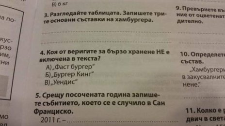 Продуктово позициониране: Хамбургери в учебници за 4 клас!