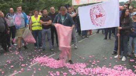 Застлаха асфалт с рози в знак на протест