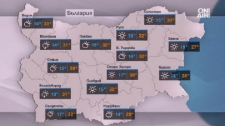 Слънчево и горещо в петък, живакът скача до 33°C