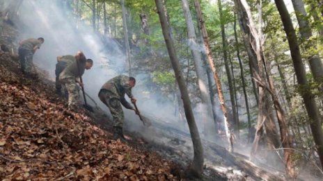 Продължава гасенето на пожара над родопското село Югово