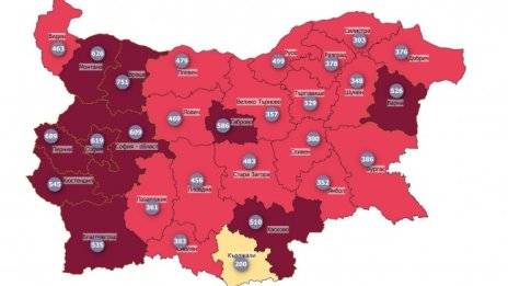 Ковид карта: Западна България в тъмночервено, на изток остана само Варна