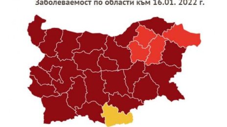 Ковид карта: Само 5 области извън тъмночервеното, Благоевград най-зле