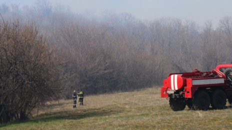 Пожар горя край Жеравна, пожарникари спасиха 100 декара гора