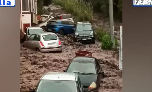 Наводнения на остров Сицилия след поройни дъждове ВИДЕО