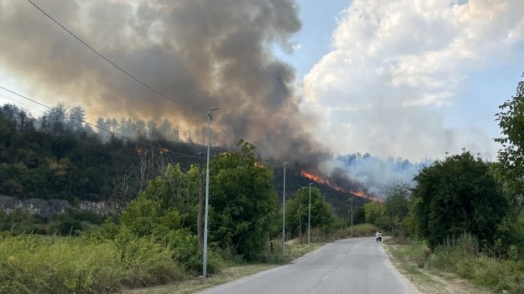 Пожар край Ветрен изгори около 3000 декара сухи треви и стърнища 