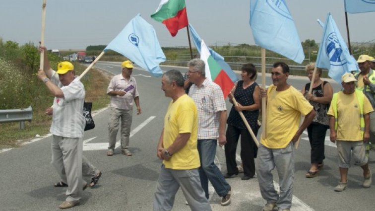 Протестът в района на пътен възел Белокопитово. Снимка, архив БТА