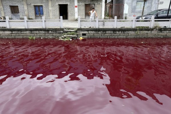 Червена вода в провинция Джъдзян. Снимка: Reuters