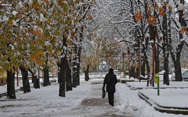 Първи сняг наваля и в Монтана, като на места натрупа 15-20 сатниметра. Снимка: БТА