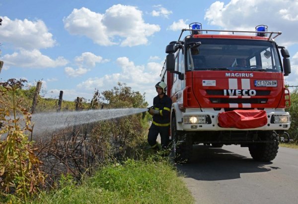 Пожар, избухнал тази сутрин в 10 часа край старозагорското село Малка Верея, изпепели десетки декари от сухи треви и ниска растителност. Пожарът бе локализиран само за два часа, благодарение на бързата намеса на шест екипа от пожарната, водоноски, предооставени от Община Стара Загора, служители от Горското стопанство, както и доброволци от града и село Малка Верея. Снимка: БТА