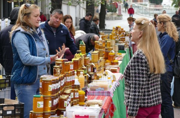 Есенна изложба-базар на мед и пчелни продукти бе открита в Пловдив. Осем майстори пчелари от дружество &quot;Акация&quot; представят тук своята продукция. Снимка: БТА