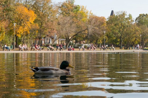 Хора се наслаждават на приятното есенно слънце в парк в Будапеща. Снимка: БТА