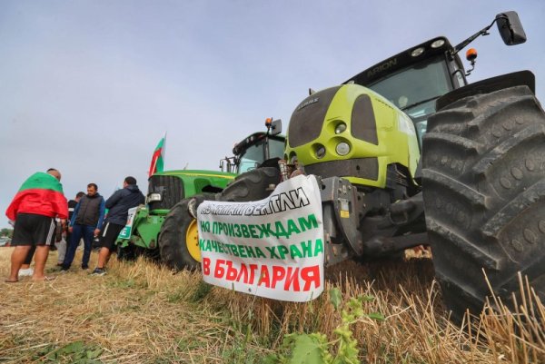 Земеделски производители от цялата страна се събраха на протест край Долни Богров. Снимка: Димитър Кьосемарлиев, Dnes.bg